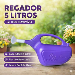 Regador De Plantas 5 Litros Plástico Reforçado Bico Chuveiro
