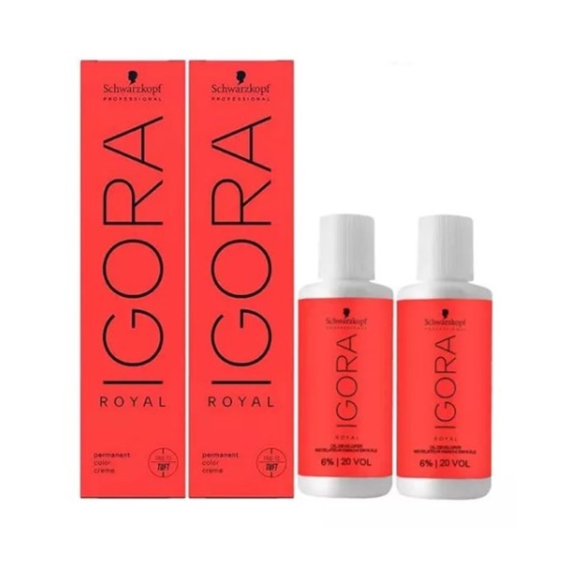Kit Tinta Igora Royal 2un 7-0 + 2un Ox Água Oxigenada 30vol