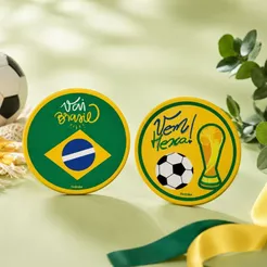 Porta Copo Redondo - Copa 2026 Vai Brasil - 9cm - 8 unidades - Festcolor - Rizzo