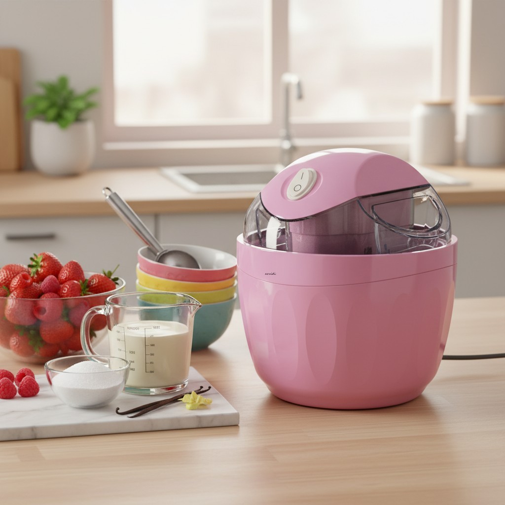 Sorveteira Elétrica Compacta Com Um Toque , Congelamento Rápido Para Sobremesa De Cozinha Doméstica