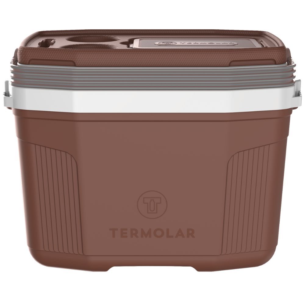 Caixa Cooler Térmico SUV Cor Marrom 20 Litros Pra Praia Pesca Camping Cabe Até 2