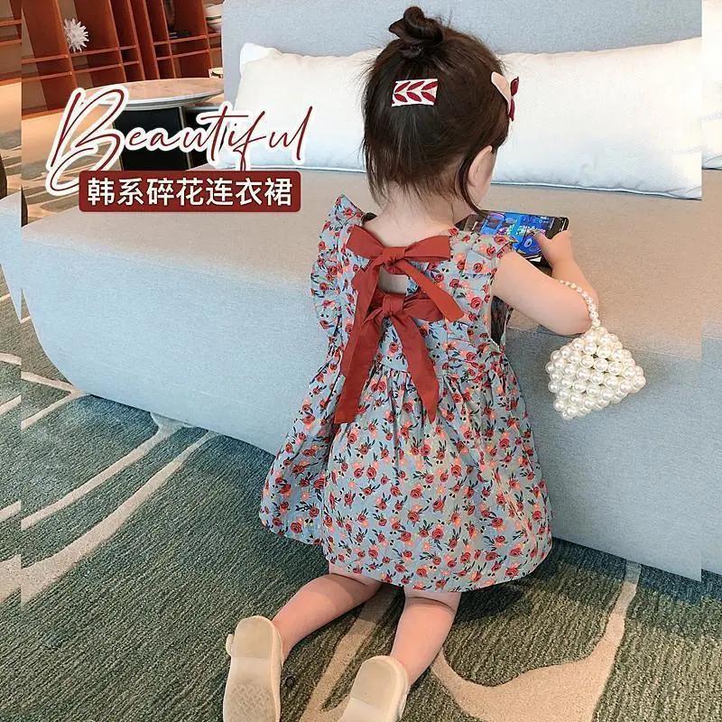 Xifei recomendado 6131 meninas vestido infantil colete vestido de princesa vestido Floral infantil feminino bebê vestido