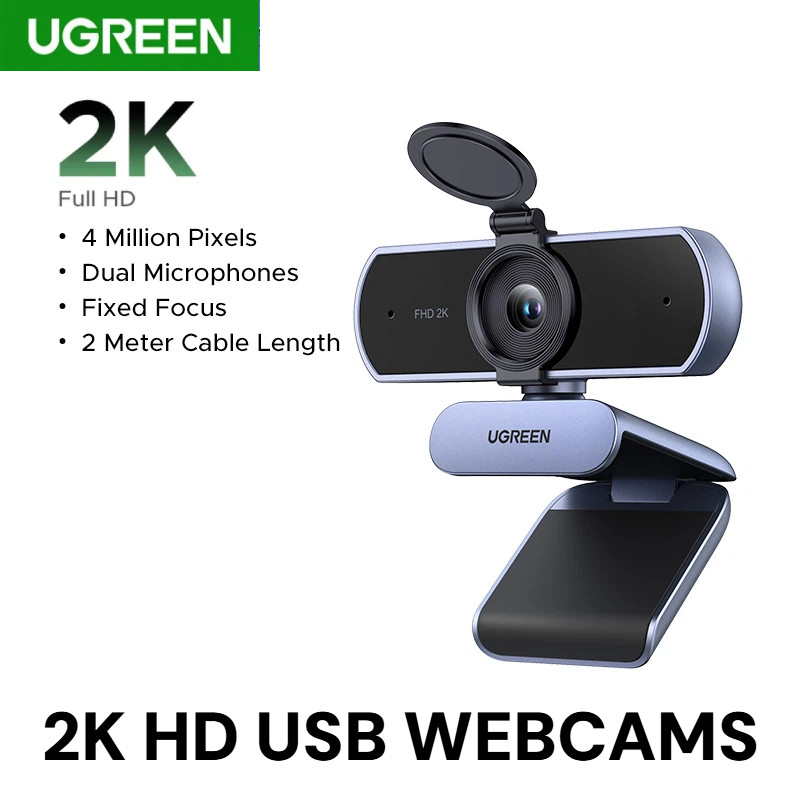 UGREEN USB Webcam 2K HD Mini Para Câmera Web De Computador Com Microfone