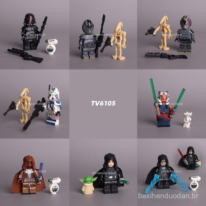 Novas figuras de blocos de montar educativas nacionais de Star Wars: Luke Skywalker, Yoda, Palpatine, Ahsoka, Dewan KF6F