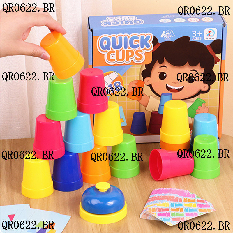 Montessori Toys Stack Cup Game Para Crianças Copos Rápidos Com 18 De Empilhamento Bell Quick Stacks Set Jogo Educacional