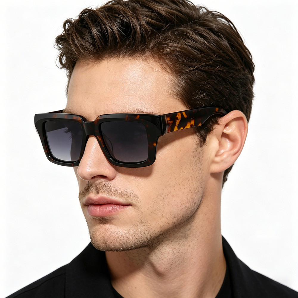 Óculos de sol da moda de alta qualidade, olhos de acetato de alto valor, óculos de tiro de rua da moda europeia e americ