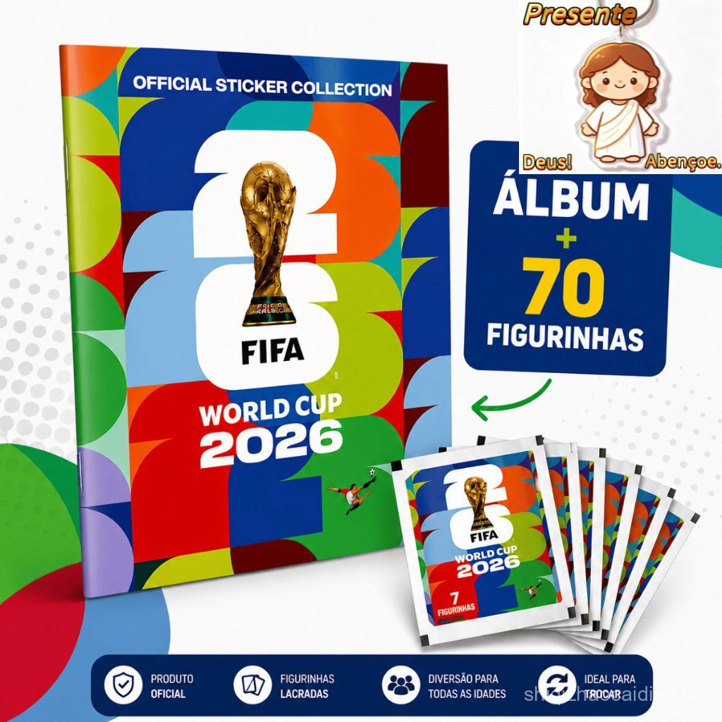 Álbum da Copa + Figurinha da Copa do Mundo, Brochura Oficial de Capa Mole 2026 (Chave Inclusa)