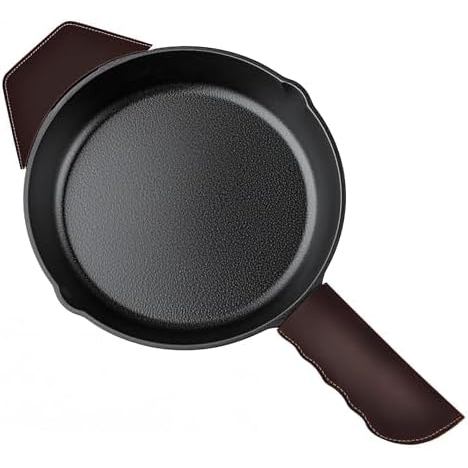 Cast Iron Handle Cover, Extra Thick Premium Faux Leather, Set of 2 Heatproof Cast Iron Skillet Handle Sleeve, Reusable H
