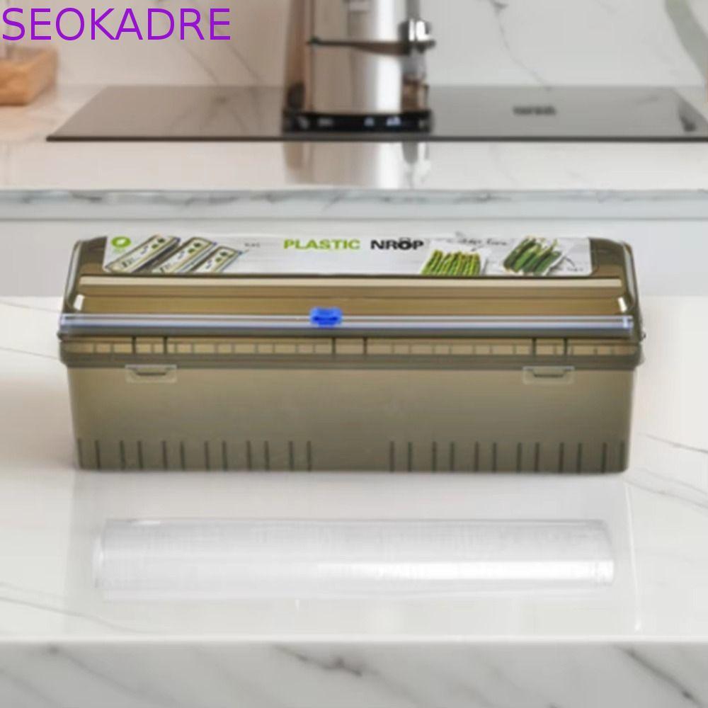Dispensador De Envoltório De Alimentos SEOKADRE , Cortador De Filme Plástico Afiado , Caixa De Corte De Suporte De Folha