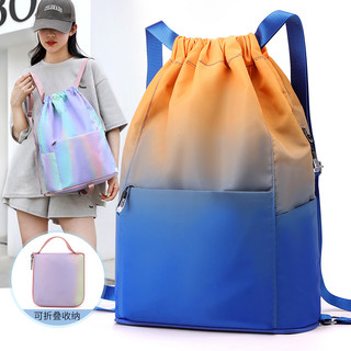 Bolsa dobrável ultraleve, mochila de viagem de grande capacidade com cordão, mochila feminina para treinamento, academia