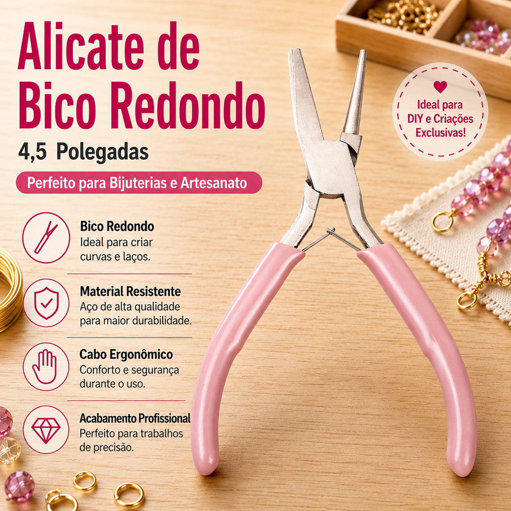 Alicate Redondo Concavo Profissional Duravel para Enrolar Fio Arame Joias Bijuteria Artesanato DIY Mini Preciso