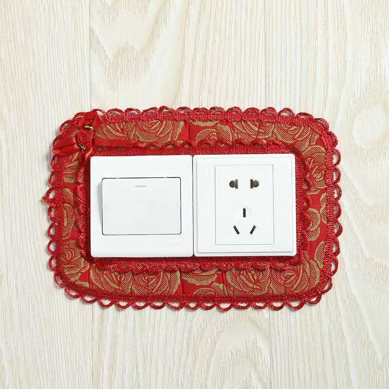 Interruptor adesivo de parede soquete adesivo interruptor capa protetora tecido renda sala estar quarto lâmpada soquete