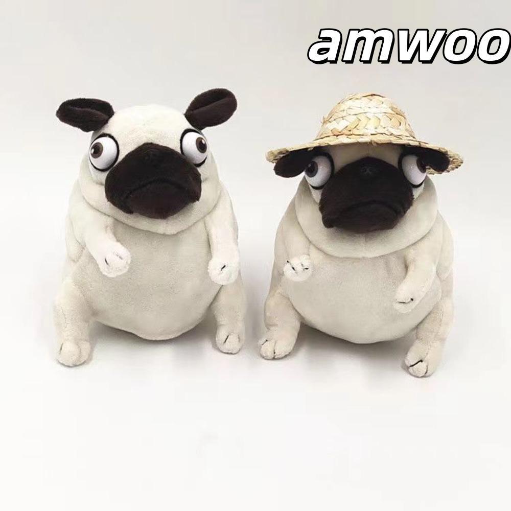 AMWOO Pelúcia Pug Cão , Modelo Animal De Simulação De Gordura De Cachorro , Brinquedo De Feio Polvo Escultura De Areia F
