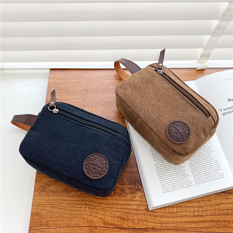 carteira masculina carteira masculina com ziper Bolsa masculina de grande capacidade Casual lona embreagem masculina Str