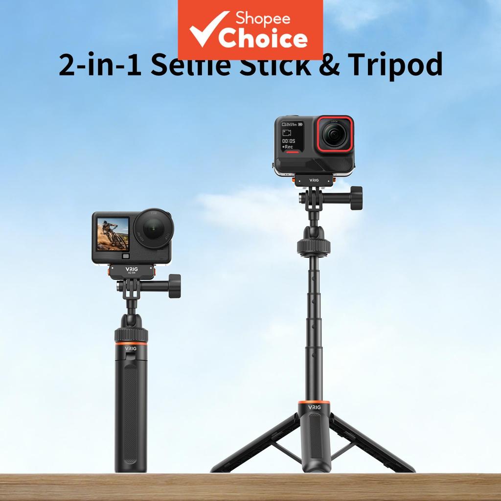 VRIG AC-80 Extensão para tripé/bastão de selfie para câmeras de ação DJI Action 6/5 Pro