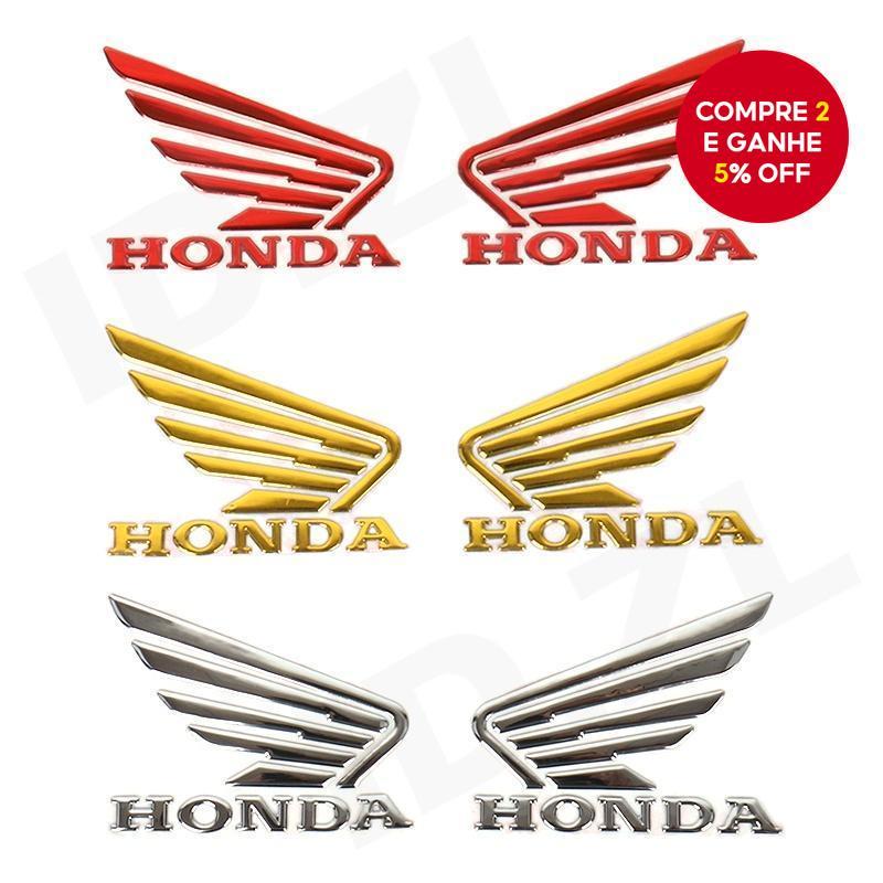 Adesivos de Emblema em Borracha Macia 3M 3D para Honda Wings | Decalques para Motocicleta Lado Esquerdo e Direito