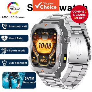 Tela AMOLED Masculina Relógio Inteligente Bluetooth 5.2 Chamada Freqüência Cardíaca Oxigênio No Sangue Monitoramento