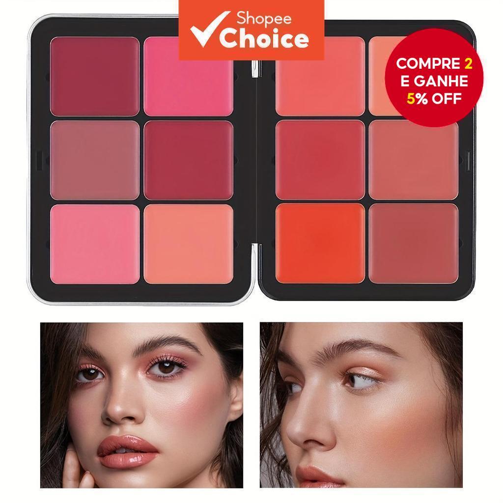 Paleta De Blush 12 Em 1 CARLA SECRET-12 Tons , Creme , Alta Pigmentação , Acabamento Natural , Contorno Facial E Destaqu