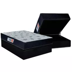 Cama Box Baú Casal: Colchão Ortopédico Orthoflex Foggia Sogni Unic Face + Base CRC Suede Black(138x188)
