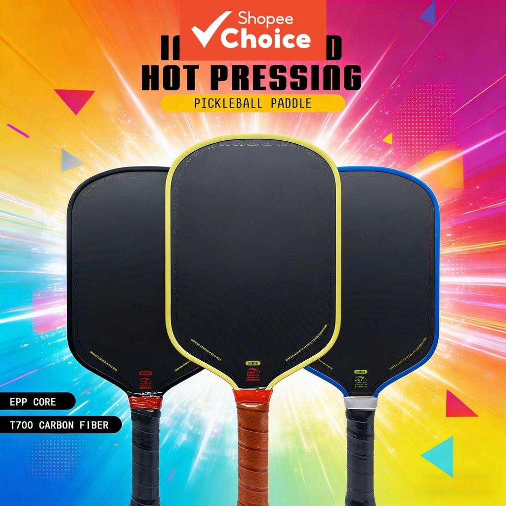 Raquete de Pickleball com Núcleo de Espuma 16mm de Dupla Densidade, Termoformada em Fibra de Carbono T700, Carbono