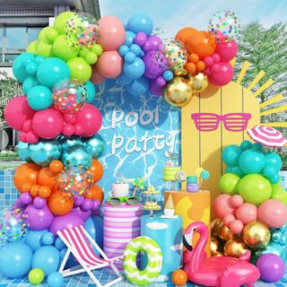 Novo estilo verão arco-íris tema festa de aniversário feriado celebração atmosfera decoração lantejoulas balão arco deco