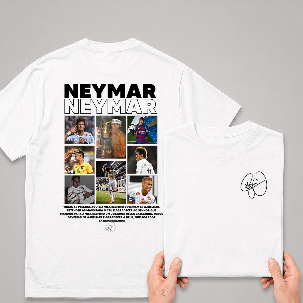 Camiseta 100% Algodão Estampa Neymar Menino Junior Ney Brasil Copa Do Mundo Camisa Básica Unissex Envio Rápido Promoção