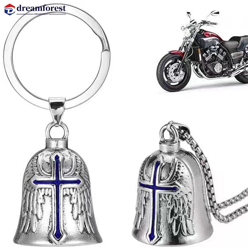 DREAMFOREST Moda Cruz Guardião Asas De Anjo Sino Da Motocicleta Chaveiro Motociclista Cavaleiro Sorte Jóias Acessório Pr