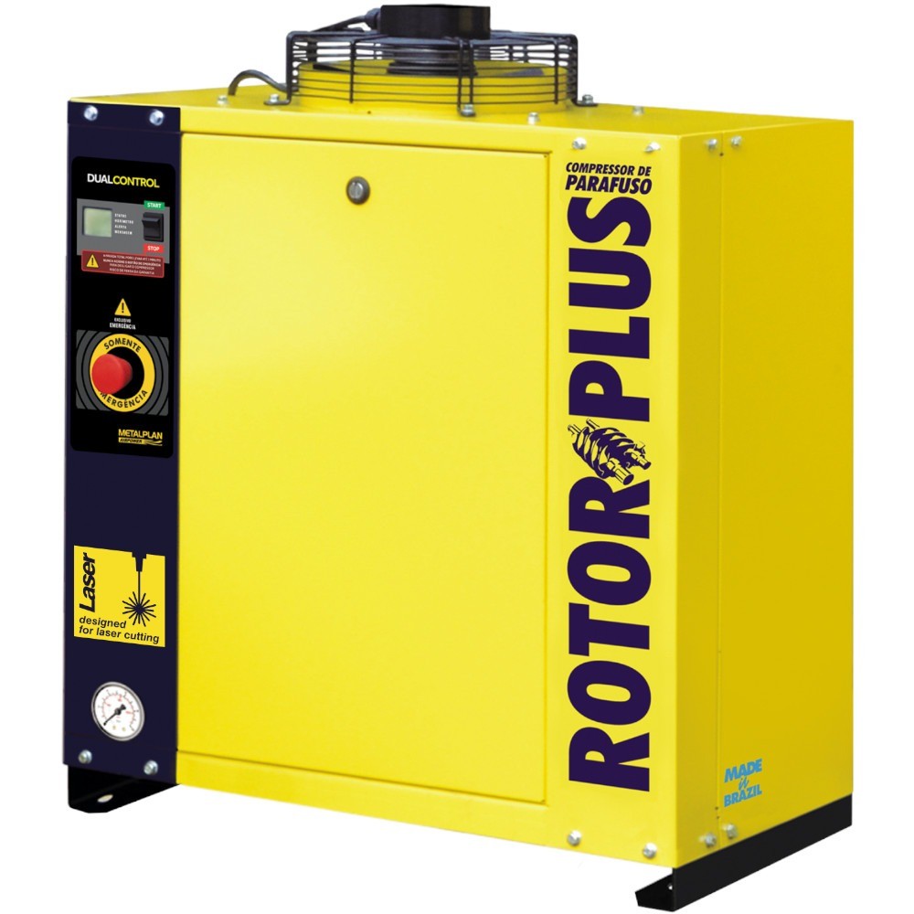 Compressor de ar de parafuso 15 hp 16 bar trifásico - Rotor Plus Laser - Metalplan
