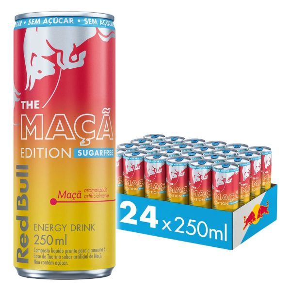 Pack com 24 latas, Energético Red Bull Maçã Edition ,Sem Açúcar 250ml
