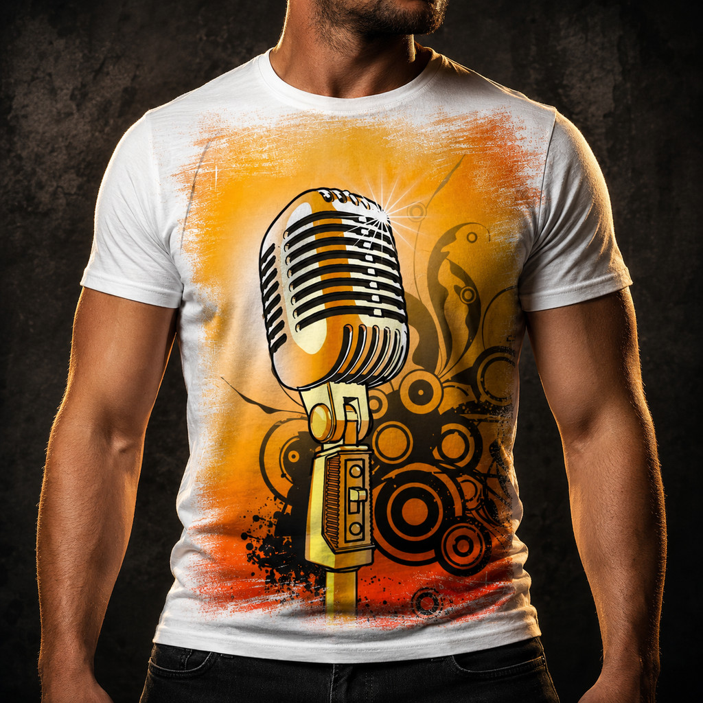 Camisa Camiseta Nota Musical Musica Som Microfone