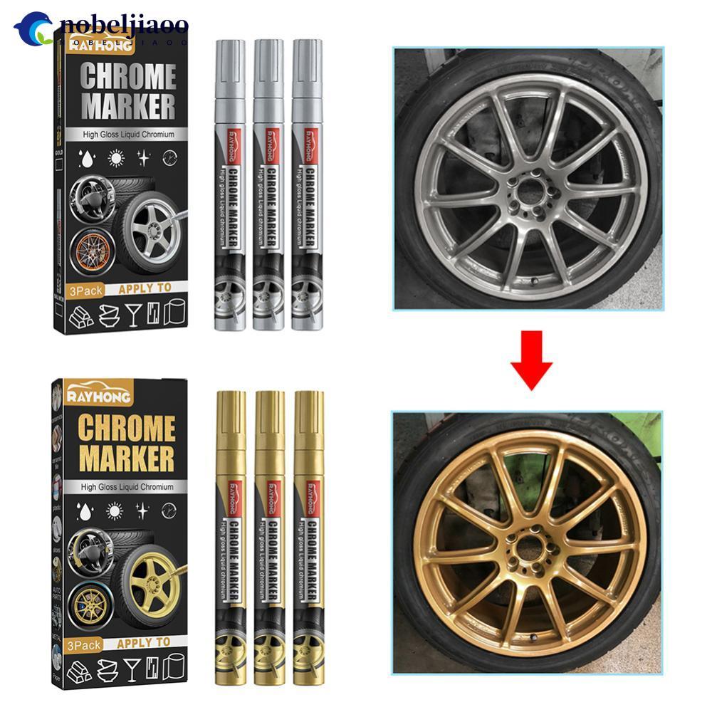 NOBELJIAOO 3 Pçs/Set DIY Carro Caneta Marcadora Cromada De Tinta Permanente Bicicleta Motor Pneu Marcador Borracha Marca