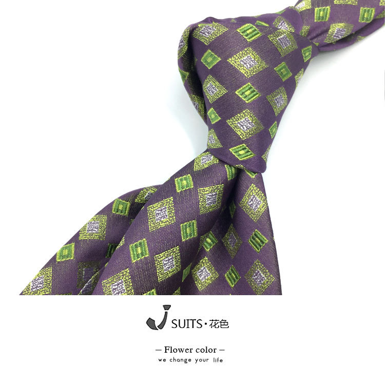 Seda amoreira seda italiana versão larga Retro gravata verde ouro roxo preto seda Jacquard suave Wear gravata