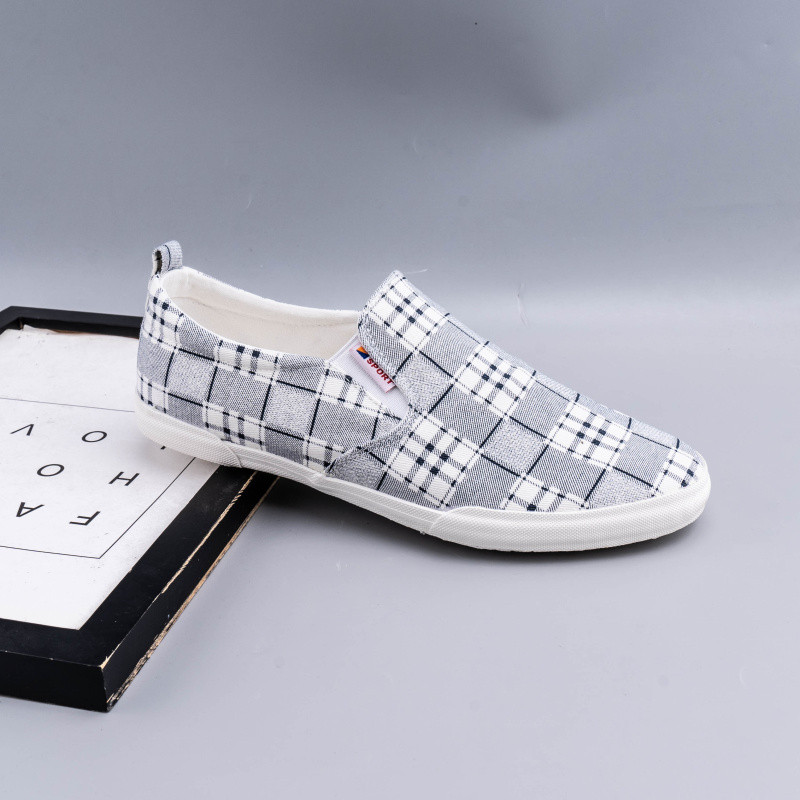 Moda na moda masculina xadrez sapatos casuais verão simples respirável All-Match sapatos de lona sapatos masculinos têni