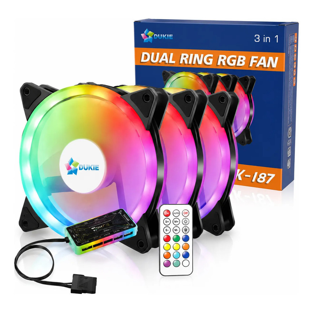 Kit 3 Cooler Fan 120mm ARGB 5v Com Controladora PC Gamer Refrigeração Silencioso