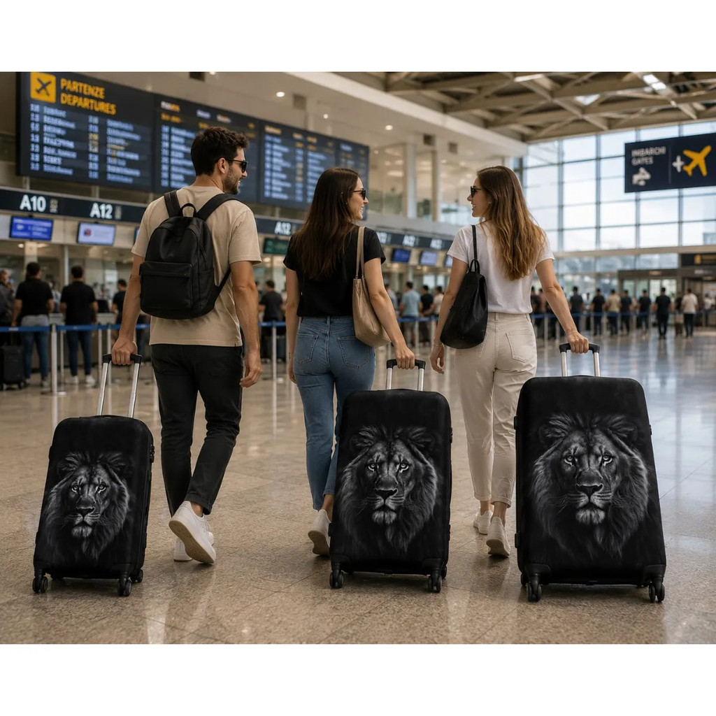 Kit 3 Capas Protetoras Para Mala Leão Preto P M G Design Exclusivo Material Elástico De Excelente Ajuste Proteção Travel