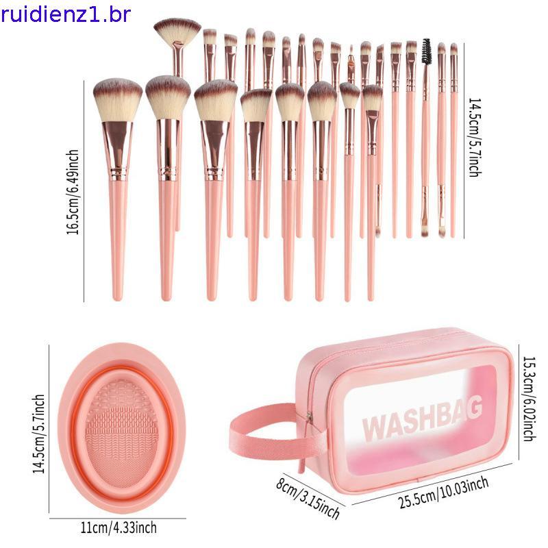 Conjunto de Pincéis de Maquiagem para Viagem Esponja de Beleza Puff de Pó 46 Peças Ferramentas de Beleza Faixa de Cabelo