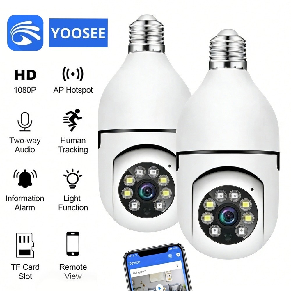 Kit 2 Câmera De Segurança Wi fi App Yoosee Prova D'água Infravermelho Lâmpada Sem Fio 360°Com Microfone