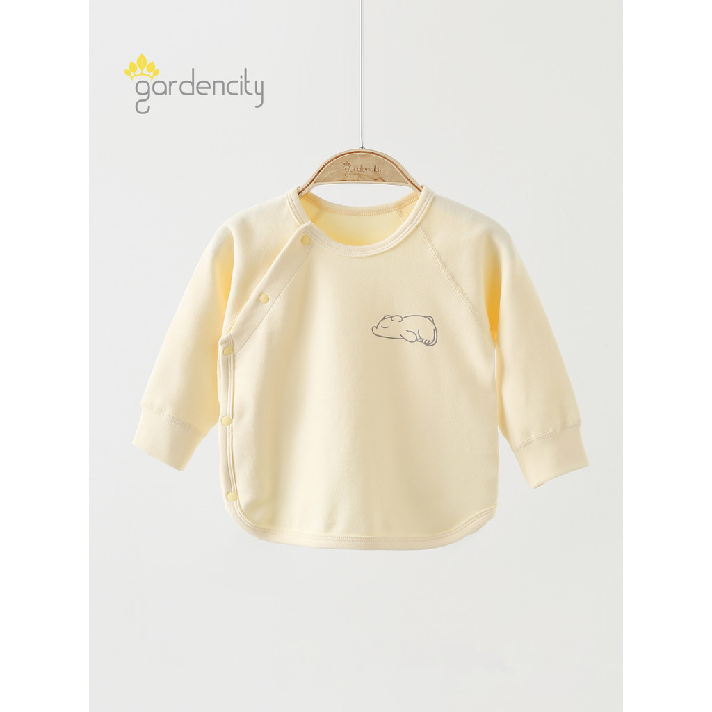 Imagem Bebê Loungewear topo outono inverno confortável algodão quente pequeno mês idade bebê Split botão Bottoming roupa interi