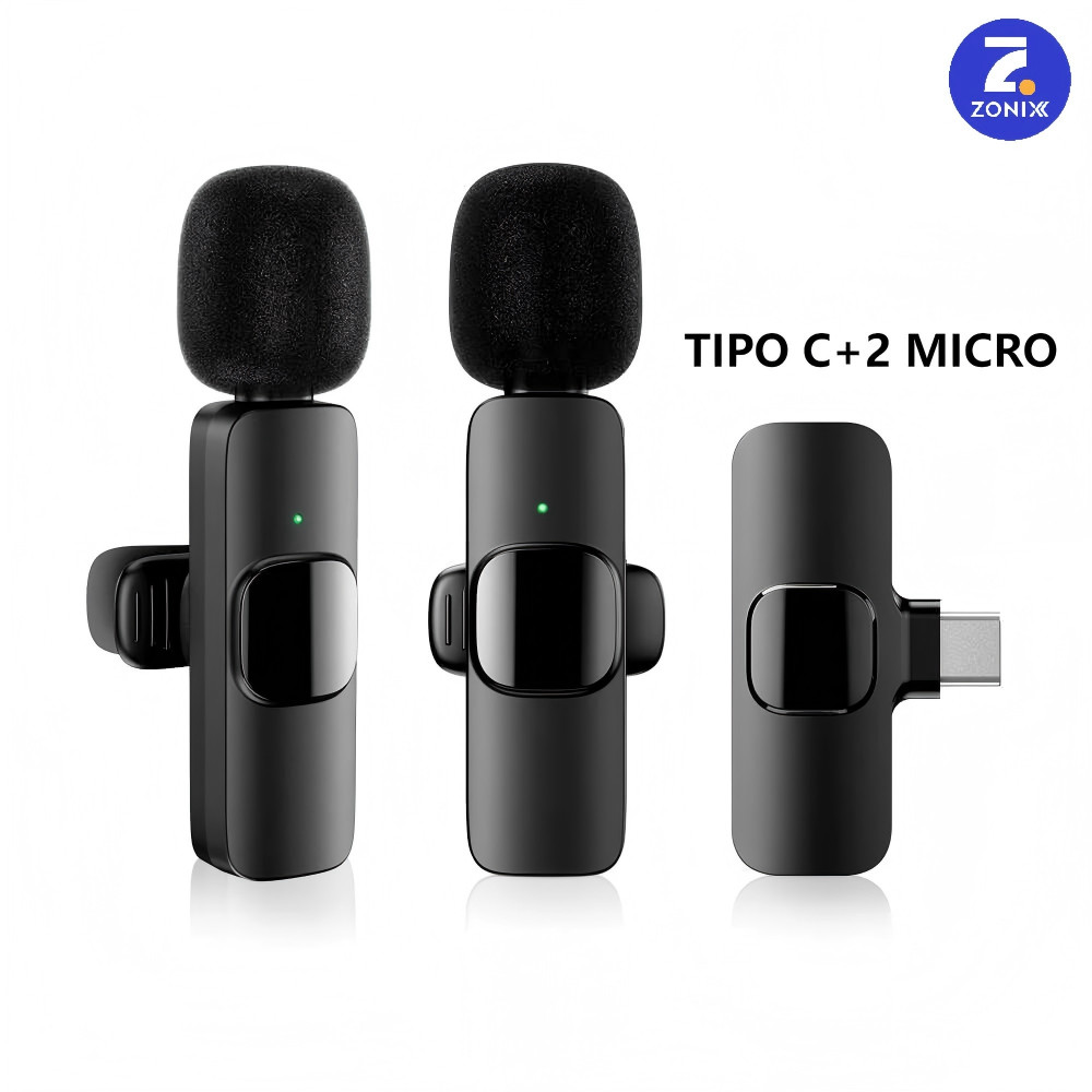 Microfone de Lapela K9 Vlog Sem Fio Alta Definição Compatível IPhone e TIPO C
