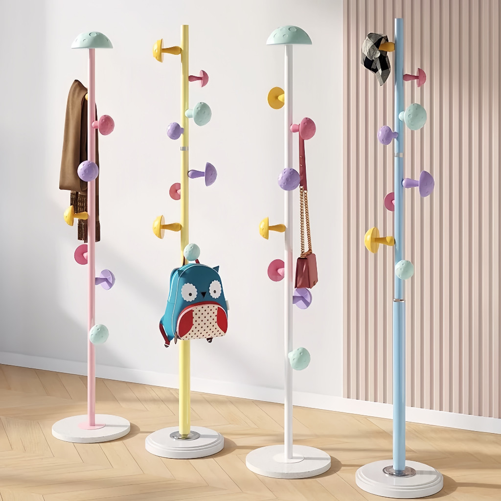 Cabideiro de Chão em Metal 168cm com Ganchos – Suporte para Roupas e Bolsas para Quarto e Hall