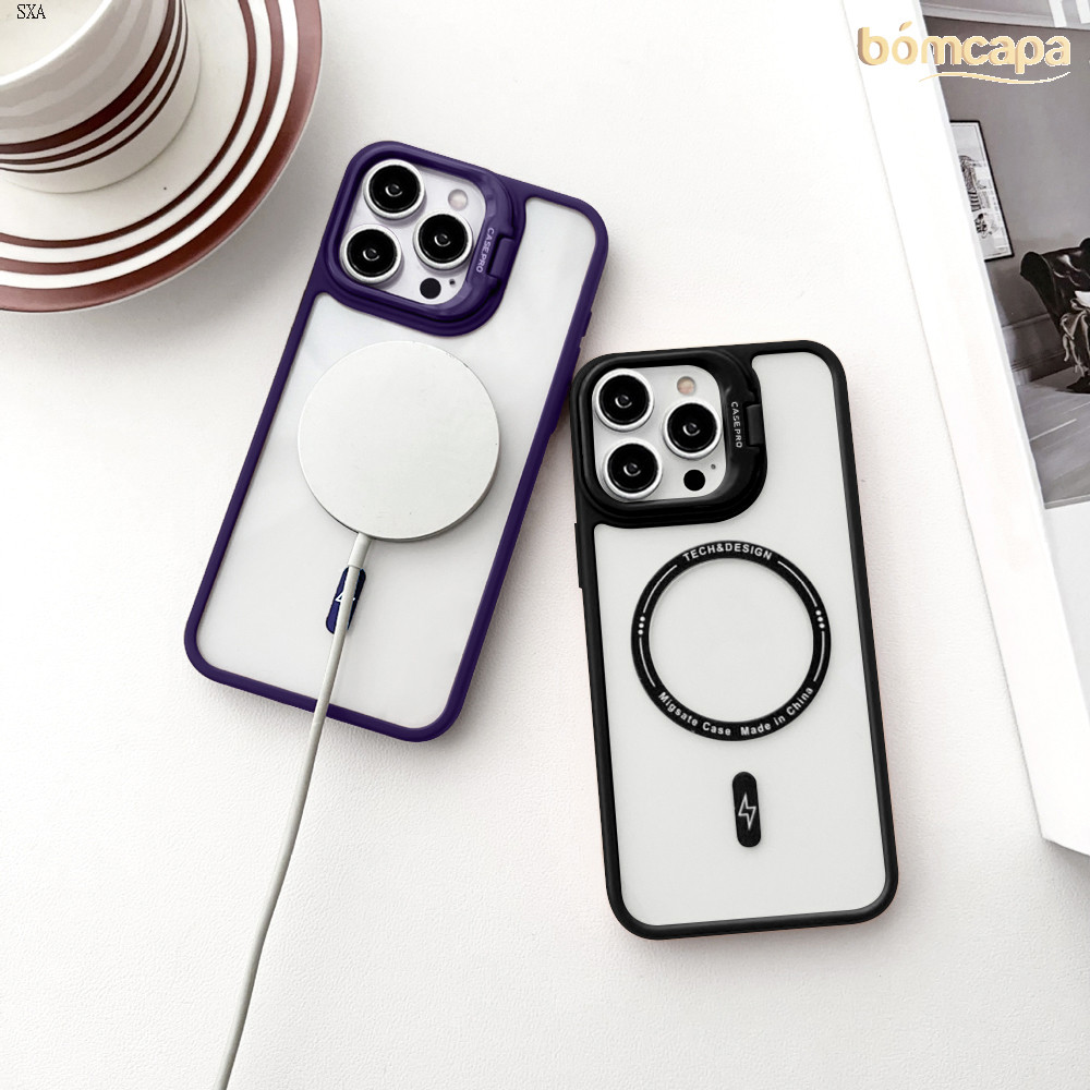 Capa Para Samsung Galaxy A17 A16 A15 A06 A56 A36 4G 5G Capinha Magsafe Proteção Com Suporte De lente Magnética SHY 5400