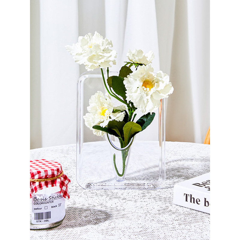 Estilo nórdico moldura de foto vaso acrílico ornamentos textura quarto decoração para casa ornamentos arranjo flor trans