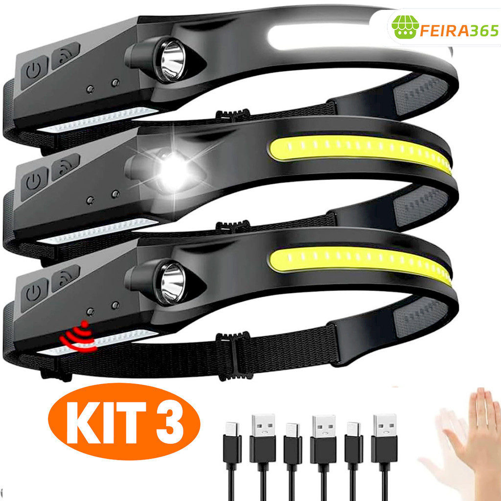 Faróis Recarregáveis, Com 3 LEDs, Corpo Esportivo, Muito Adequados Para camping, Lanterna Recarregável Por USB