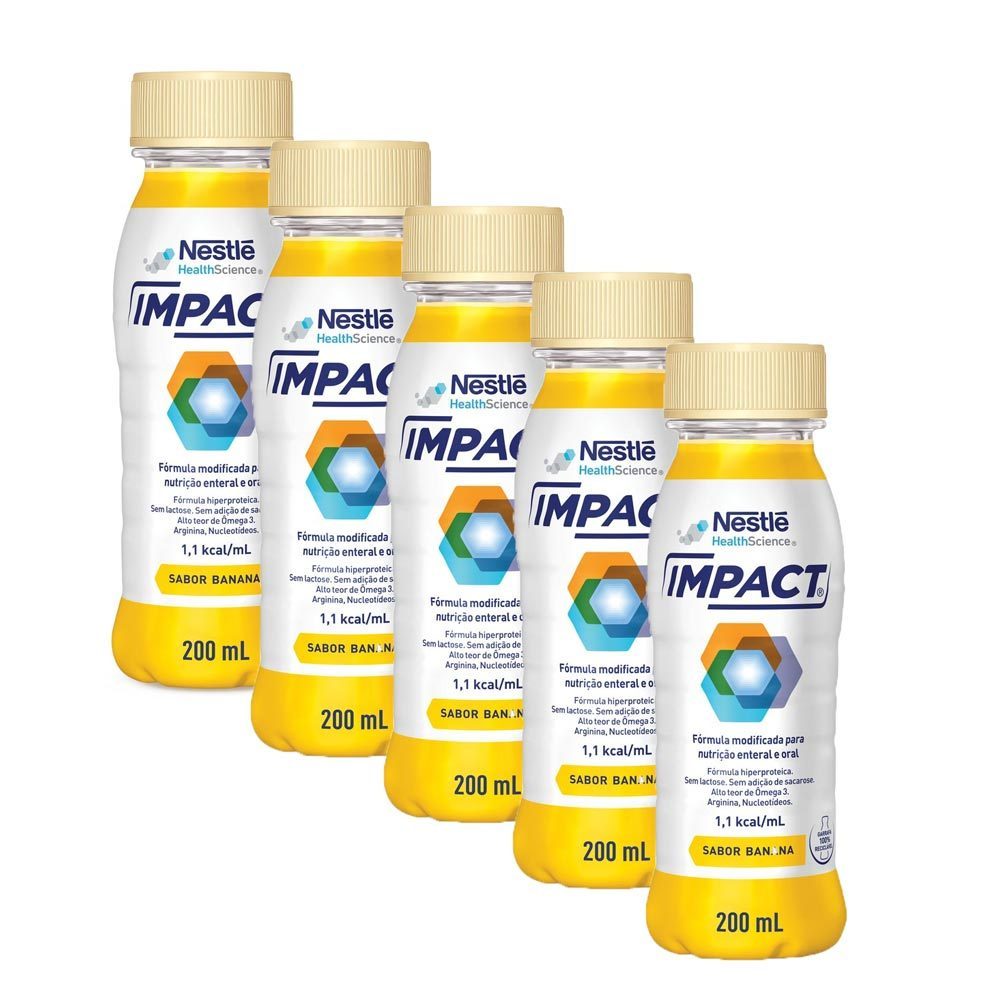 Kit 5 Impact Nutrição Enteral e Oral Banana 200ml