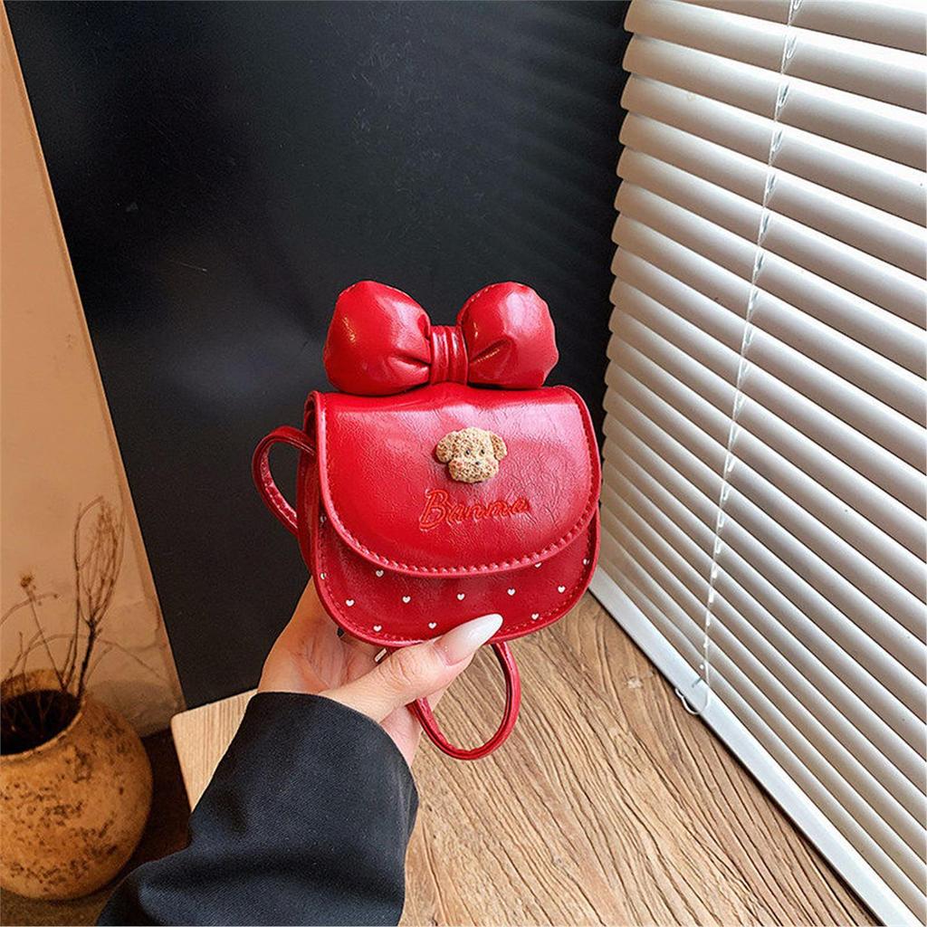 2026 novo estilo Envelope vermelho crianças arco saco Mini bonito menina mensageiro saco moda bebê moeda bolsa na moda