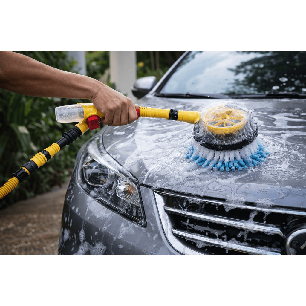 Kit Limpeza Carro Escova Giratória Microfibra Lavagem Rápida Sem Energia Automotivo