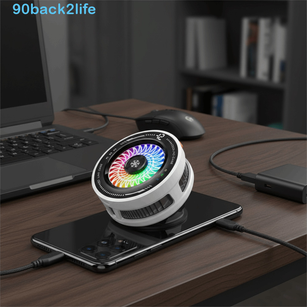Refrigerador De Telefone Móvel BRBLIFE , Ventilador De Resfriamento Com Luz LED Colorida AI Smart Temp Control Cooler