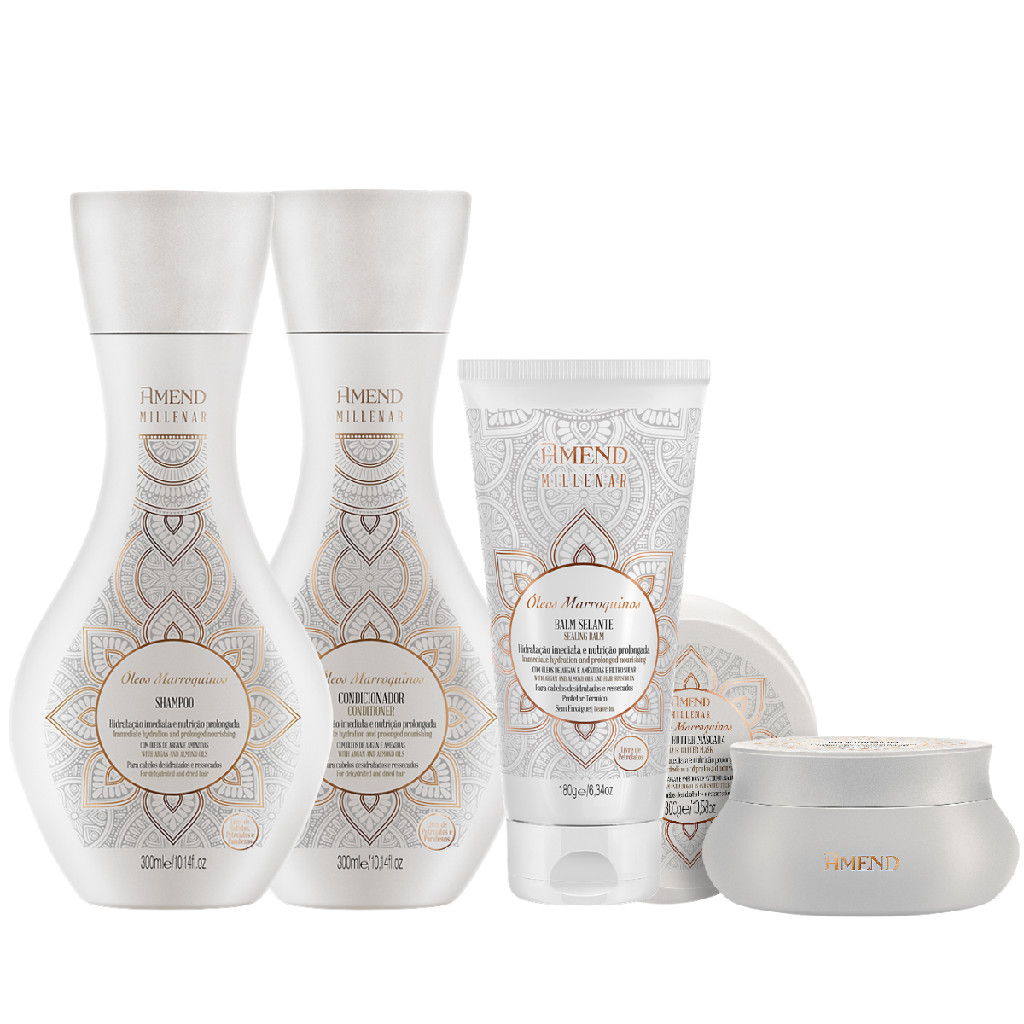 Amend Oleos Marroquinos Kit Shampoo + Condicionador + Creme + Mascara