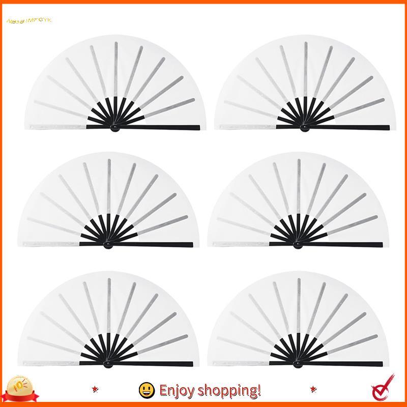 chuanhai0 Blanks 6 Peças De Poliéster Branco Para Impressão De Transferência De Calor De Ventilador De Mão DIY Dançar