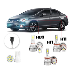 Kit Lampadas Led Honda Civic 2012 A 2016 Hb3 H11 H11 20000lm
